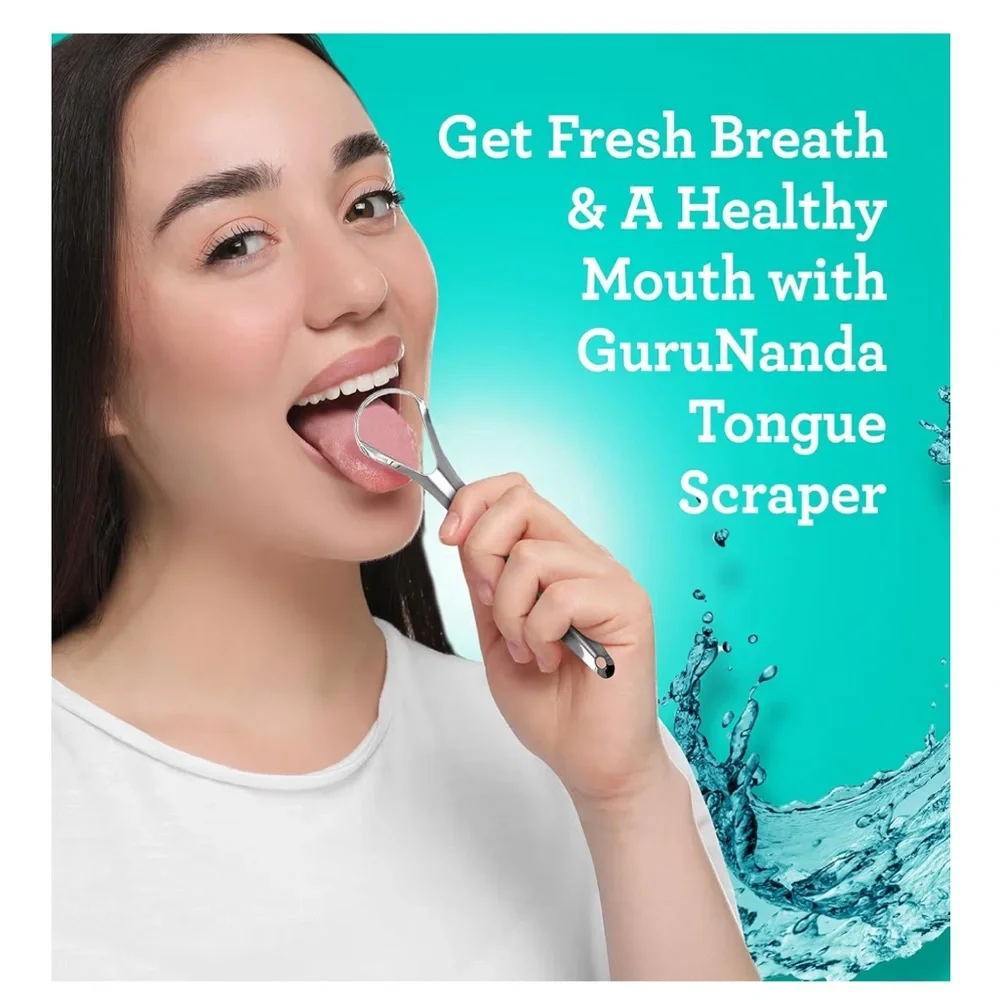 GuruNanda Spoon Shaped Stainless Steel Tongue Scraper